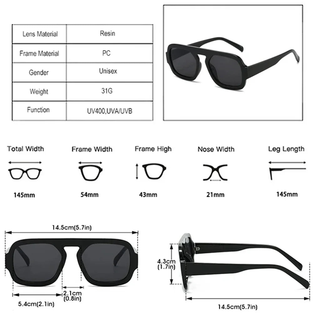 Retro Square Sunglasses – UV400 Gradient Shades for Men & Women