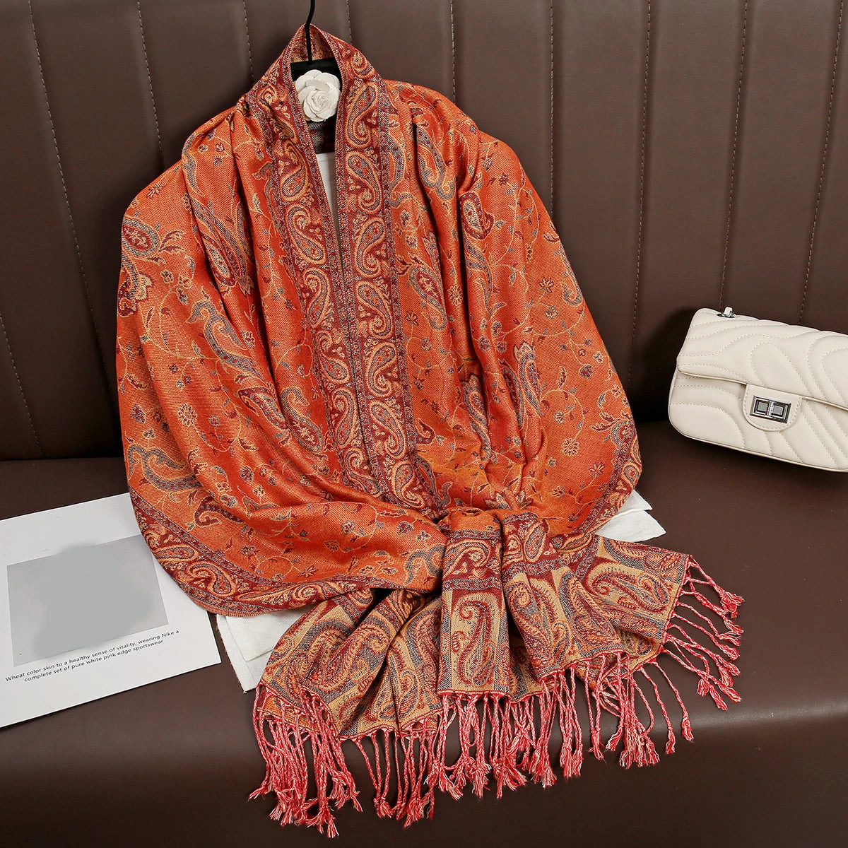 Women's Cashmere Pashmina Shawl Warm Winter Scarf Wrap with Elegant Print