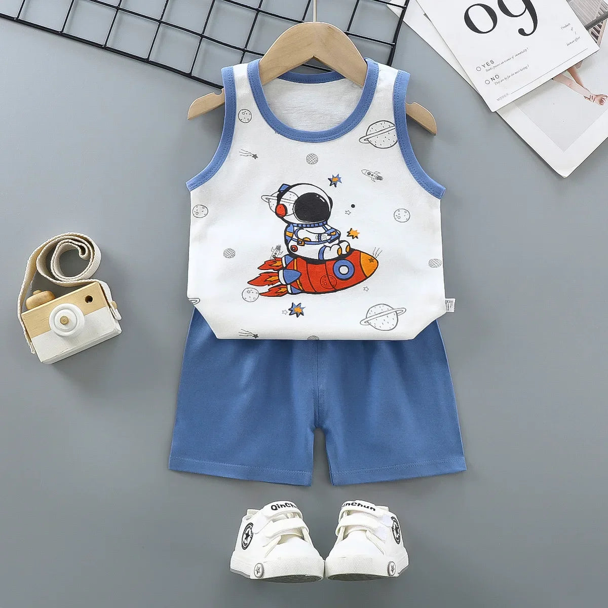 Kids Summer Outfit Vest & Shorts Set Baby Boys Girls Cotton Sleeveless
