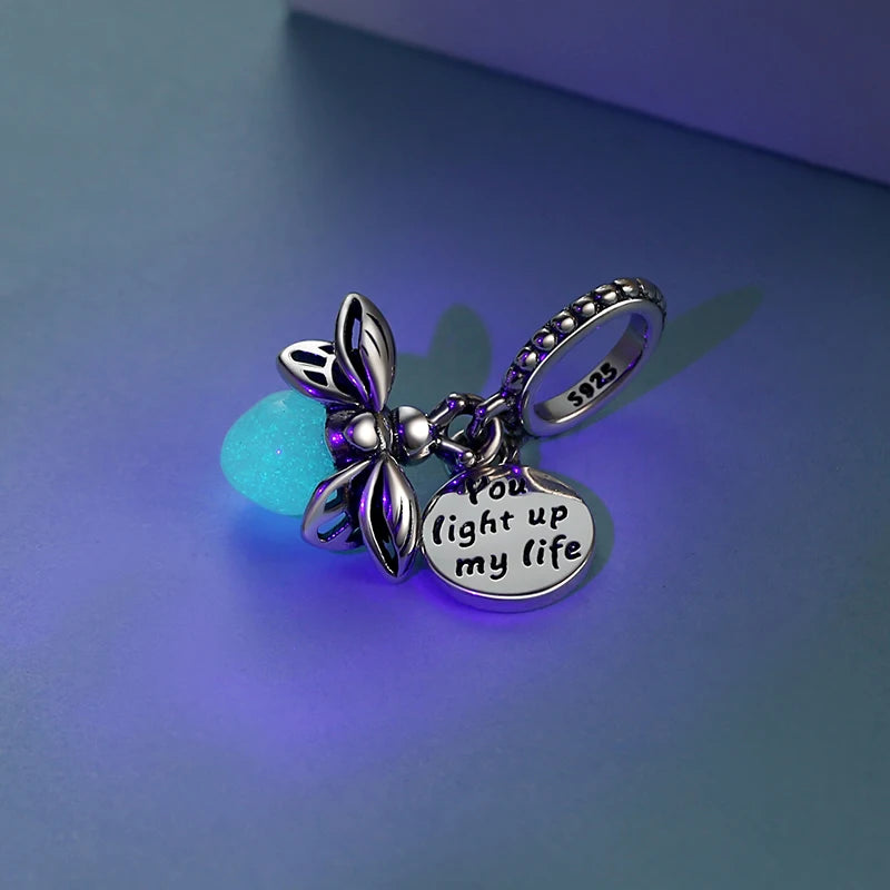 925 Sterling Silver Luminous Firefly Charm Beads for Bracelets & Necklaces