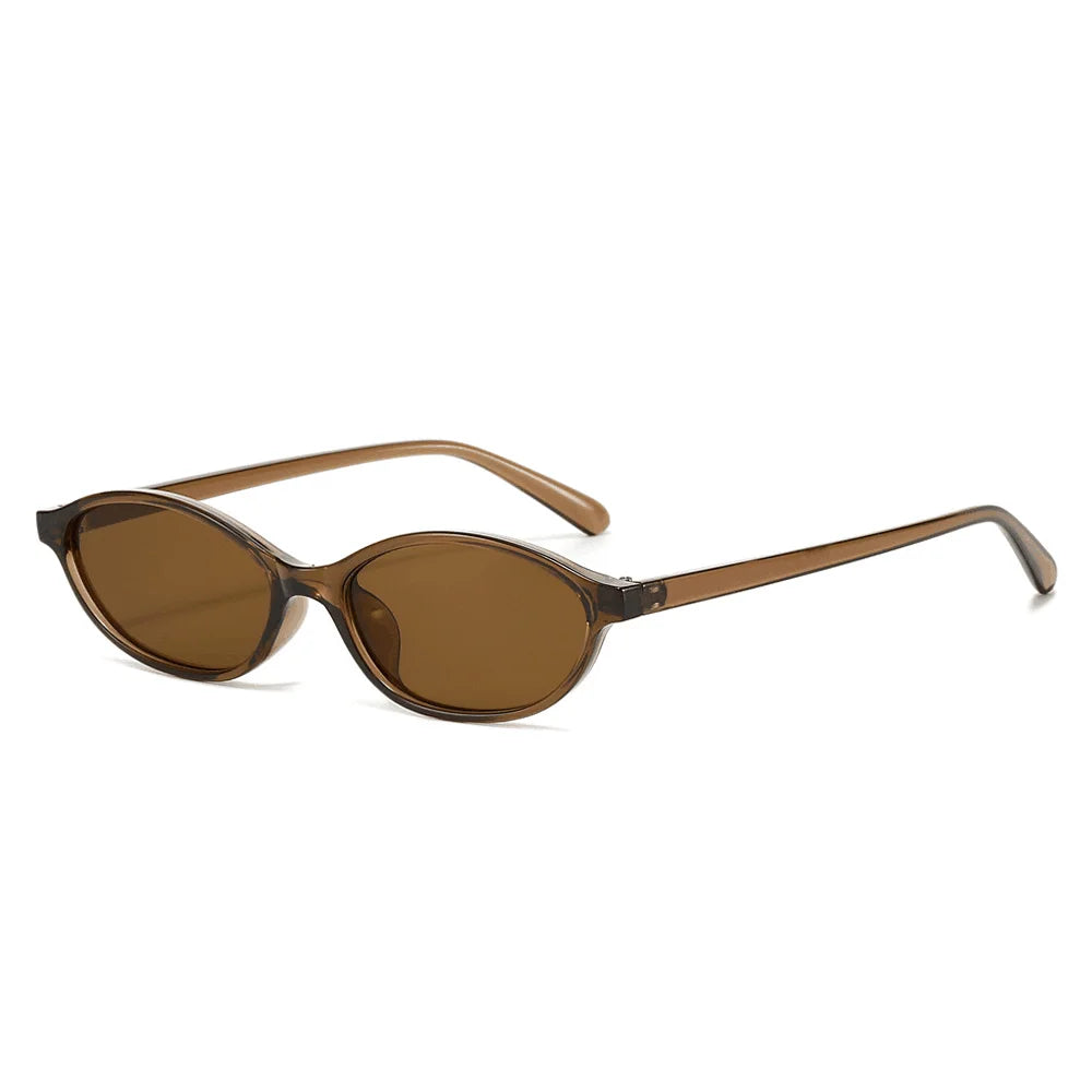 Women's Retro Oval Sunglasses Leopard Brown Small Frame UV400 Shades