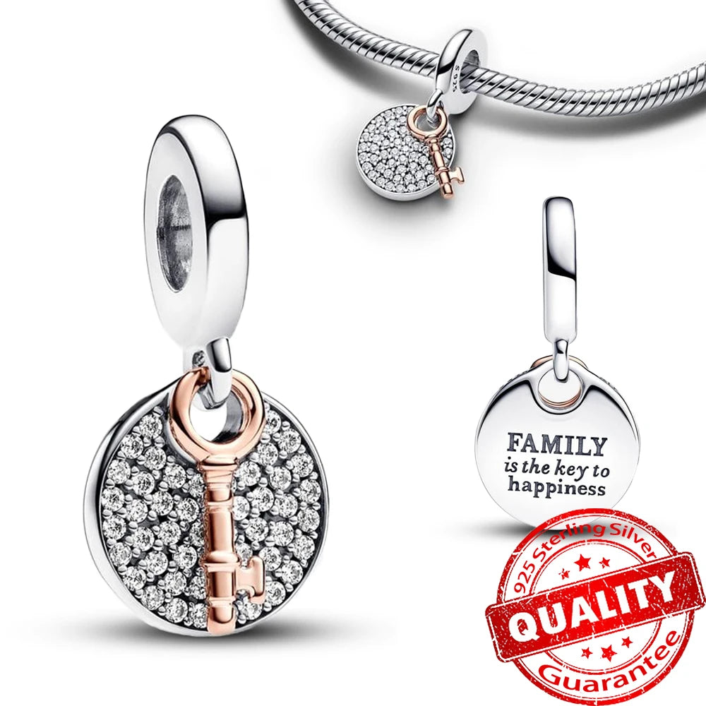 Rose Gold Heart Padlock Key Charm 925 Sterling Silver Bracelet Jewellery Gift