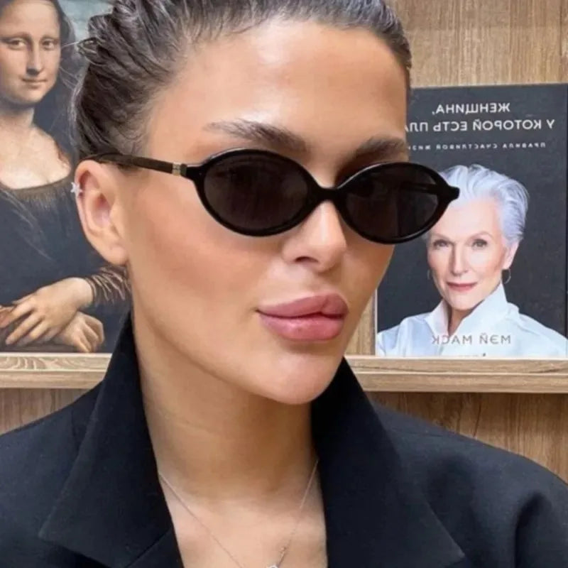 Small Oval Leopard Frame Fashion Glasses for Women Decorative Eyewear
