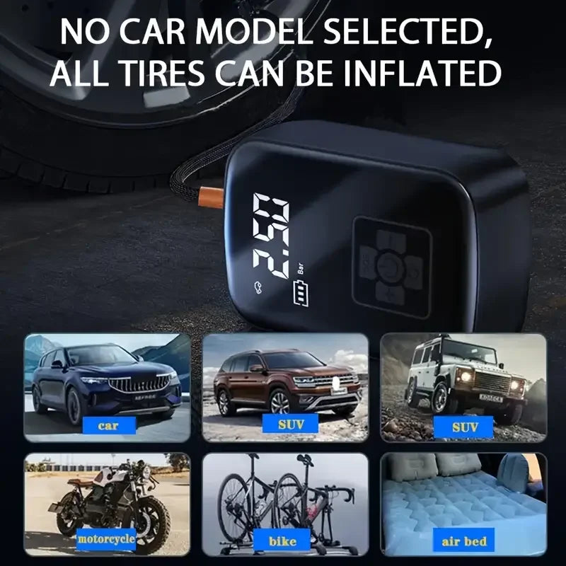 Wireless Car Air Compressor Electric Tire Inflator Pump for Auto & Bike