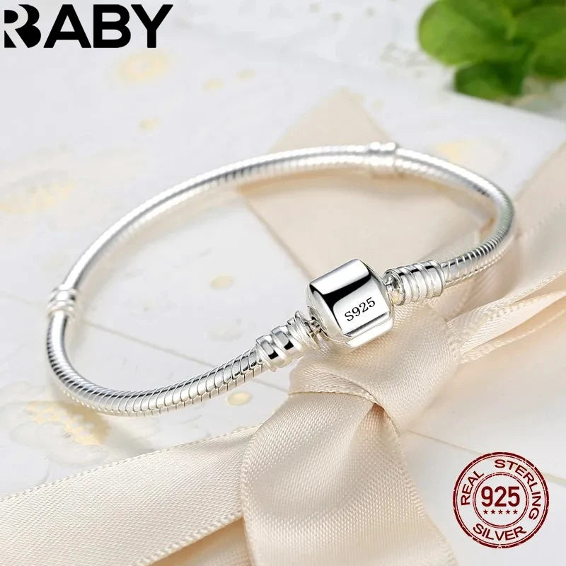 Handmade 925 Sterling Silver Snake Chain Bracelet for Women Fine Jewelry