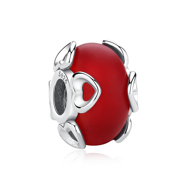 925 Silver Love Heart Charm Bead for Bracelets & Necklaces Valentine's Gift