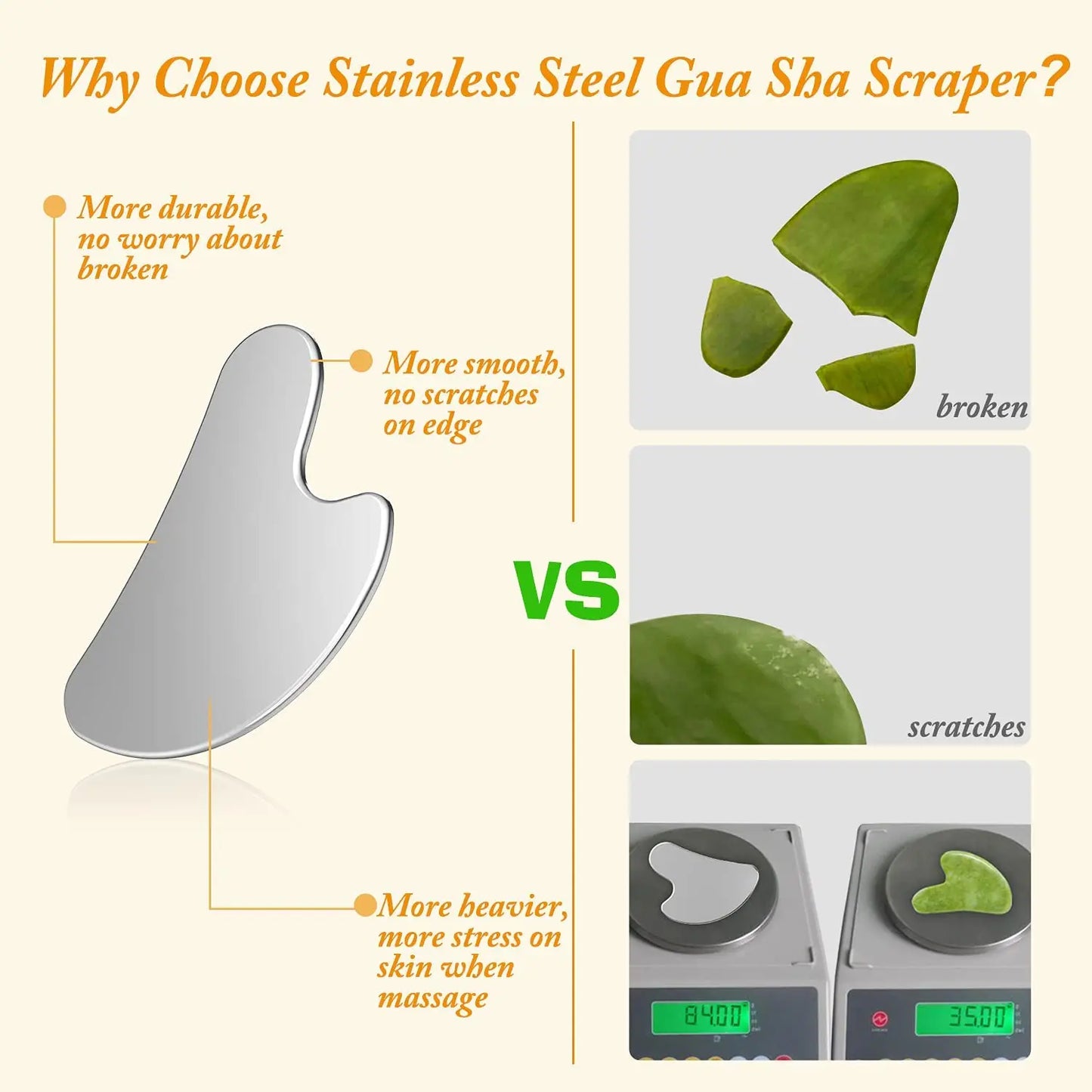 Stainless Steel Gua Sha Scraper Full Body & Face Massage Tool