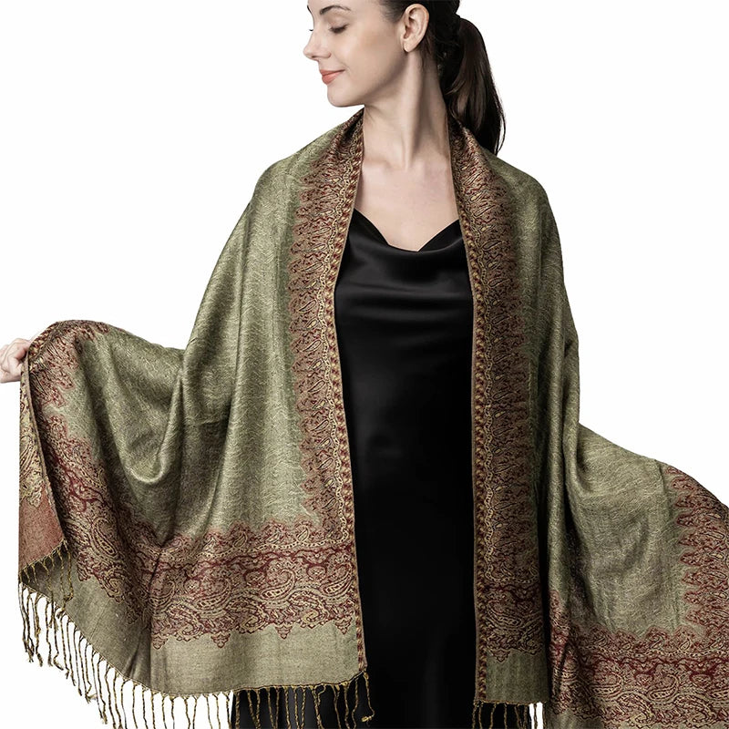 Women's Cashmere Pashmina Shawl Warm Winter Scarf Wrap with Elegant Print