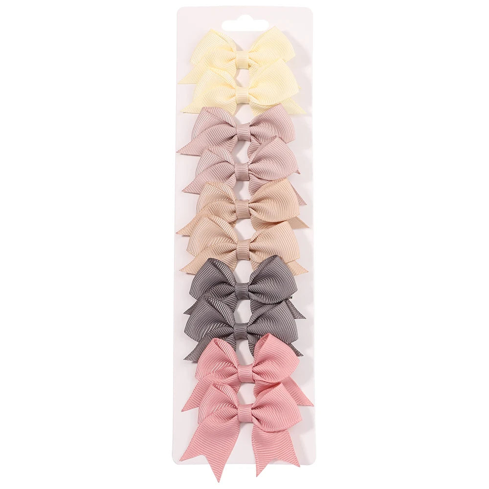10PCS Cute Ribbon Bow Hair Clips for Baby Girls Handmade Barrettes Set