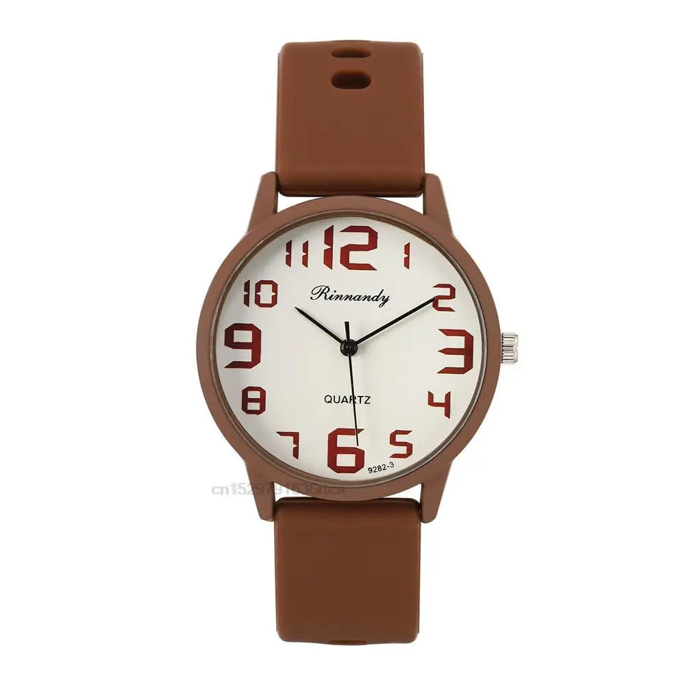 Women's Silicone Quartz Watch Set – Big Dial Casual Wristwatch Gift