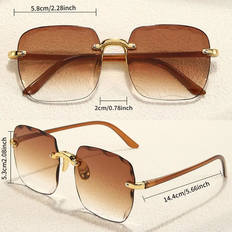 Women’s Square Frameless Gradient Sunglasses – Classic UV400 Shades