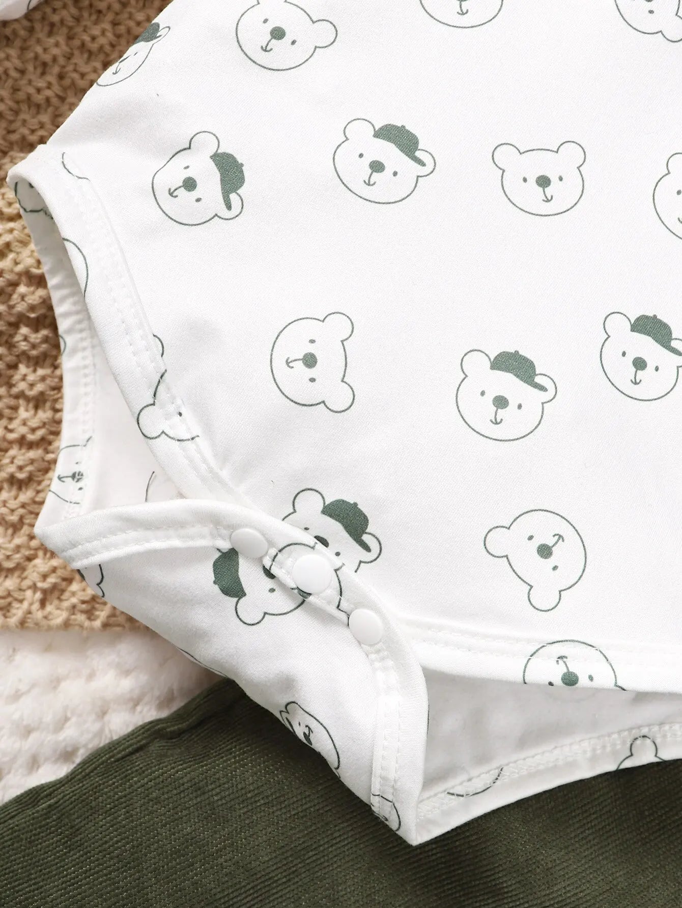 Baby Boy Girl Bear Print Outfit Long Sleeve Top & Strap Pants Toddler Set