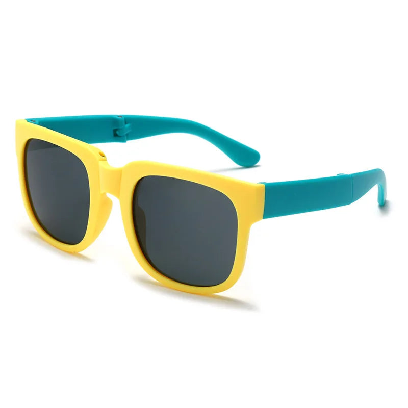 Kids Colorful Foldable Sunglasses UV400 Square Shades for Boys & Girls