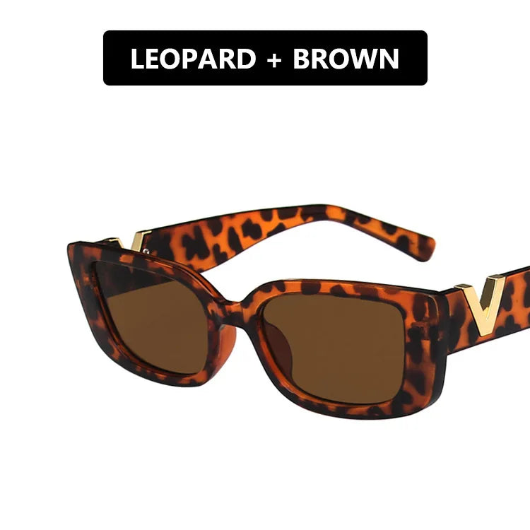 Retro Rectangle Sunglasses Small Frame UV400 Shades for Women
