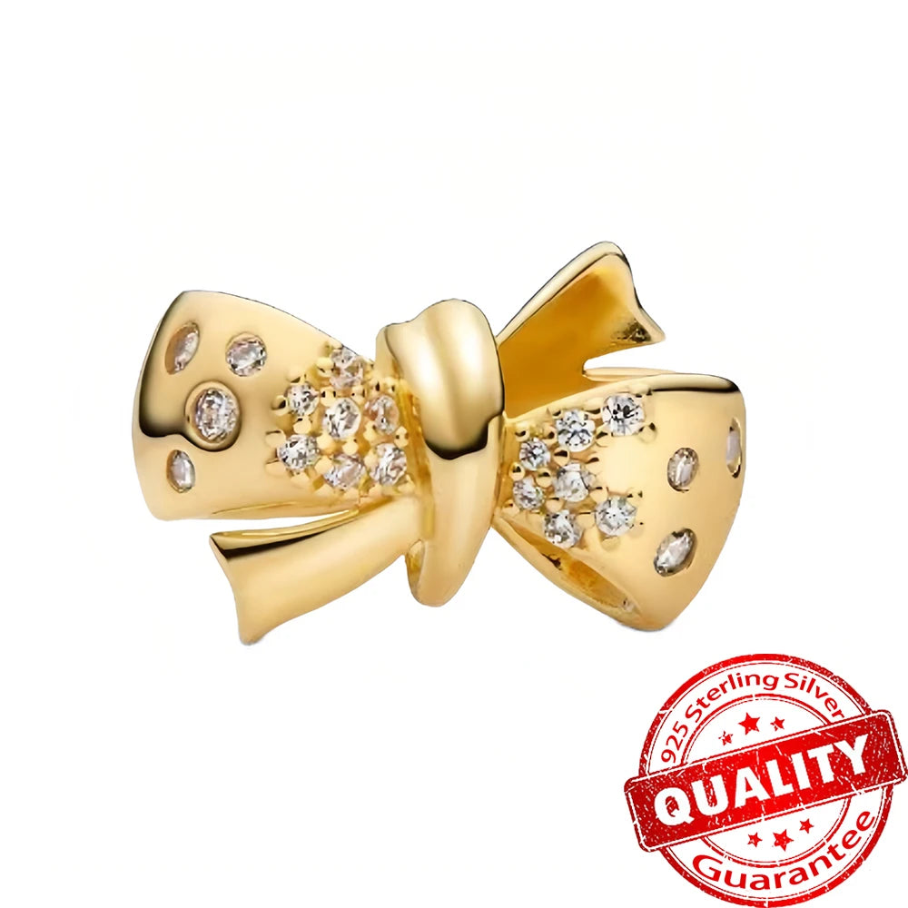 925 Silver Lucky Star & Heart Dice Bow Dangle Charm for Bracelet Gift