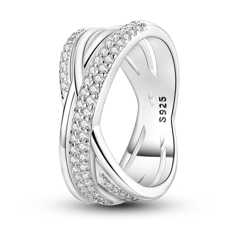 Silver Colour Star Zircon Ring for Women Wedding Engagement Gif