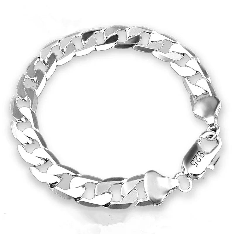 Sterling Silver Sideways Chain Bracelet for Women Jewelry Gift
