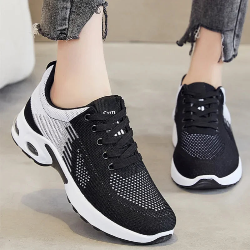 unisex Air Cushion Running Shoes Breathable Mesh Lace-Up Trainers