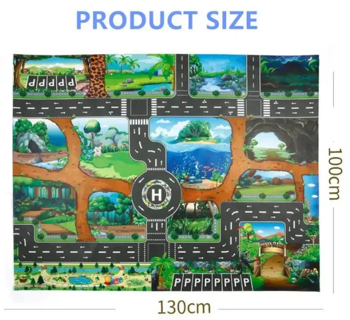 Baby Play Mat Traffic Road Map City Carpet Kids Car Parking Lot Game Rug