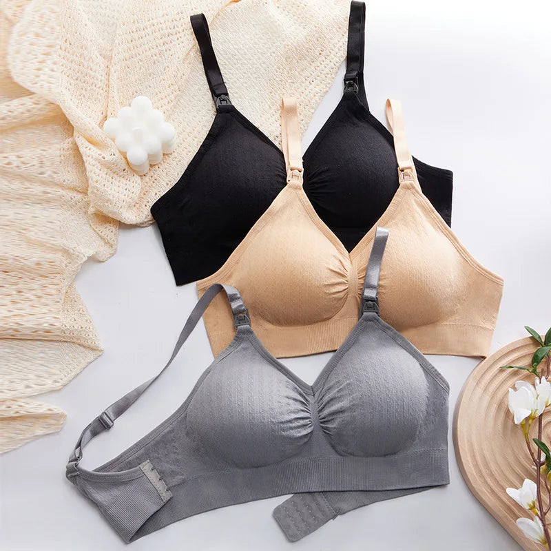 Seamless Nursing Bra – Front Buckle Maternity Push-Up Bra for Breastfeeding