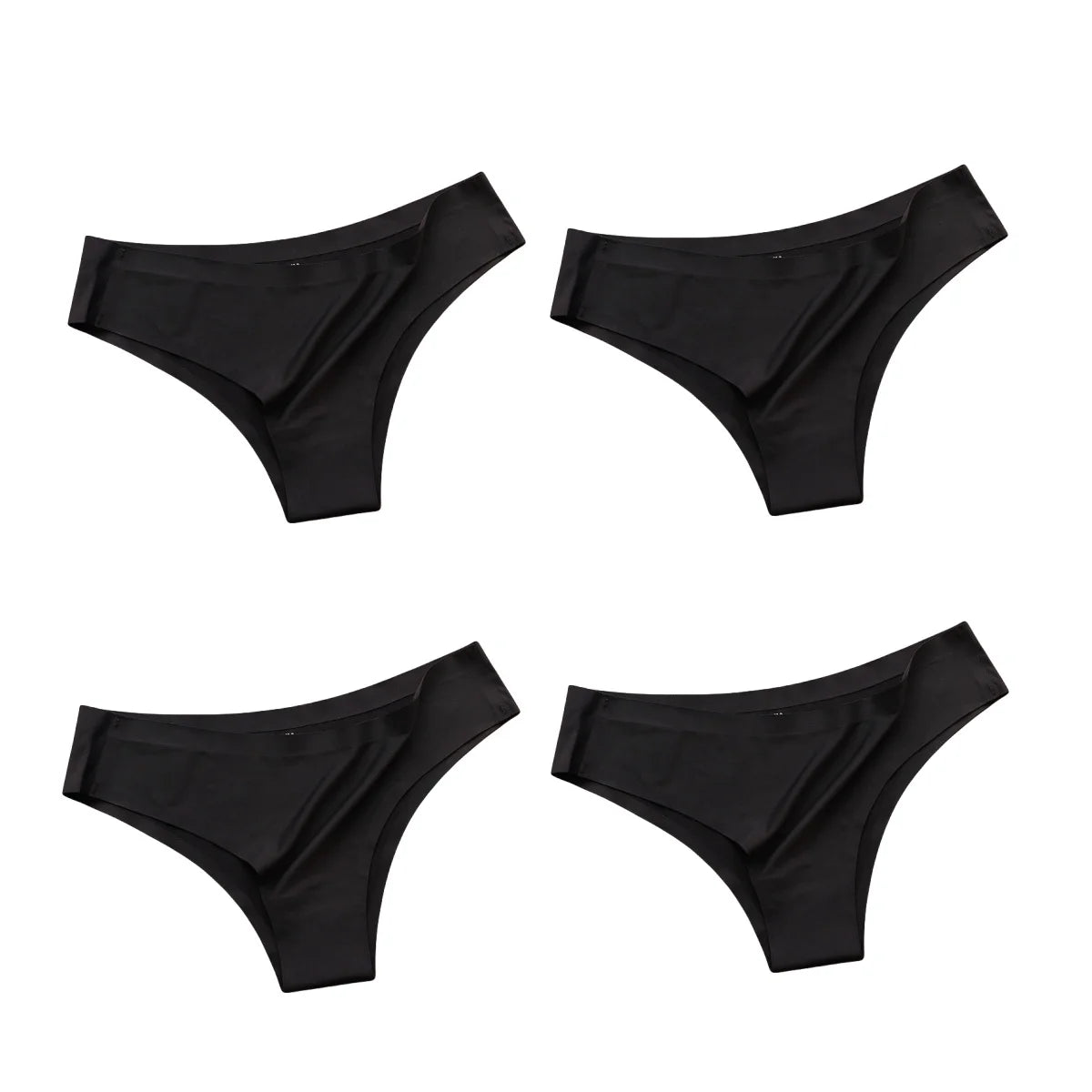 4PCS Women's Seamless Ice Silk Panties Low Waist Soft G-String Briefs