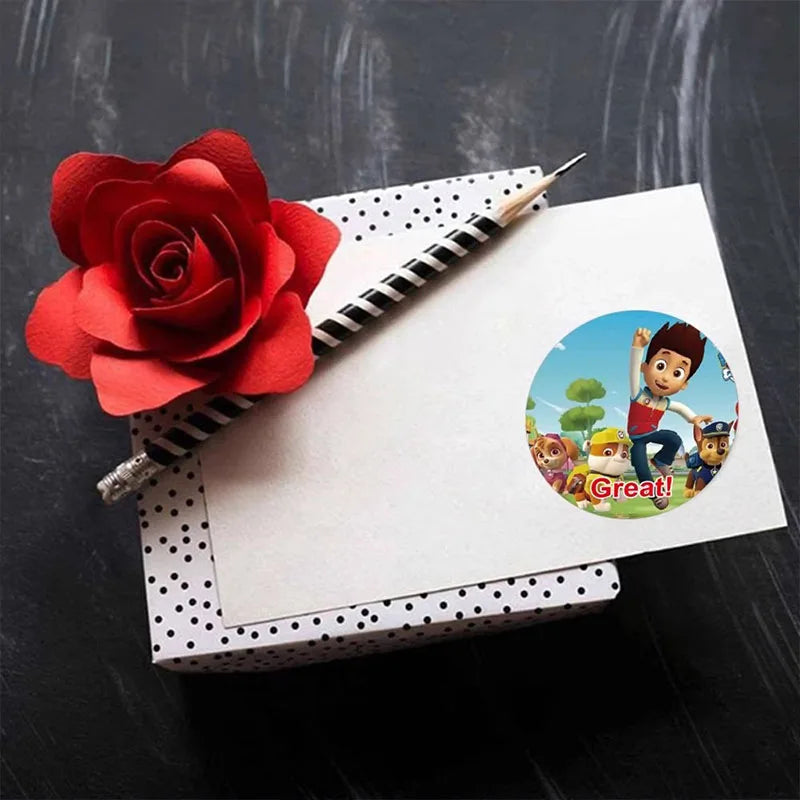 500PCS Cartoon Paw Patrol Stickers Kids Reward Envelope Sealing DIY Decor