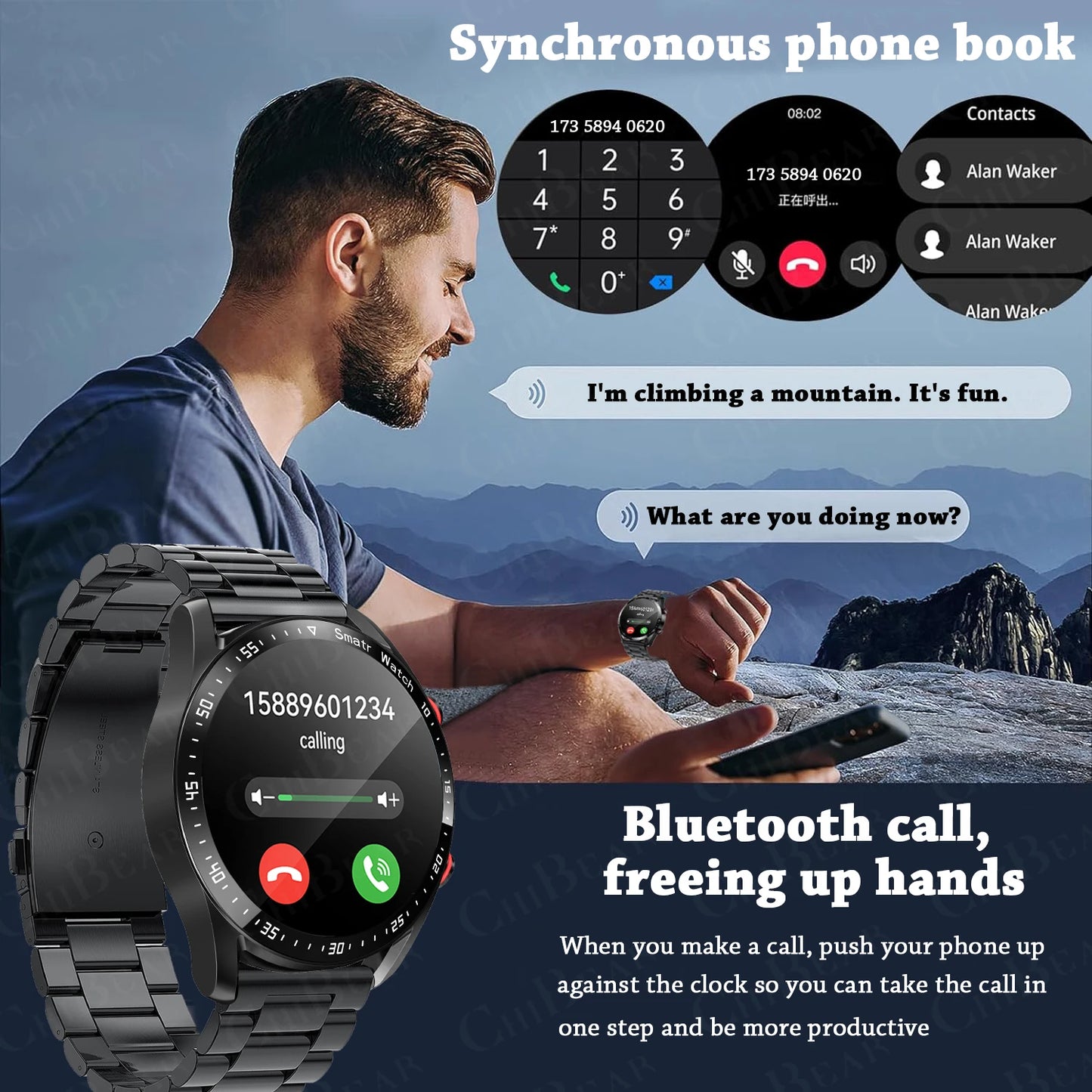 Men's Smart Watch 1.5 Inch Full Touch Screen, Bluetooth Call, Fitness & Sports Smartwatch for Android & iOS