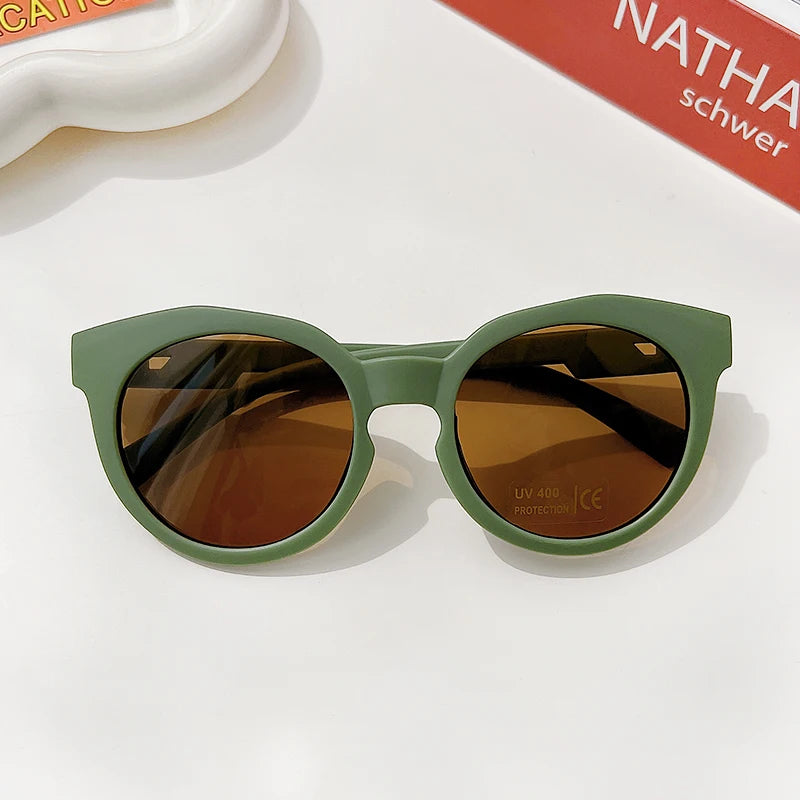 Kids Vintage Round UV400 Sunglasses Frosted Acrylic Fashion Shades