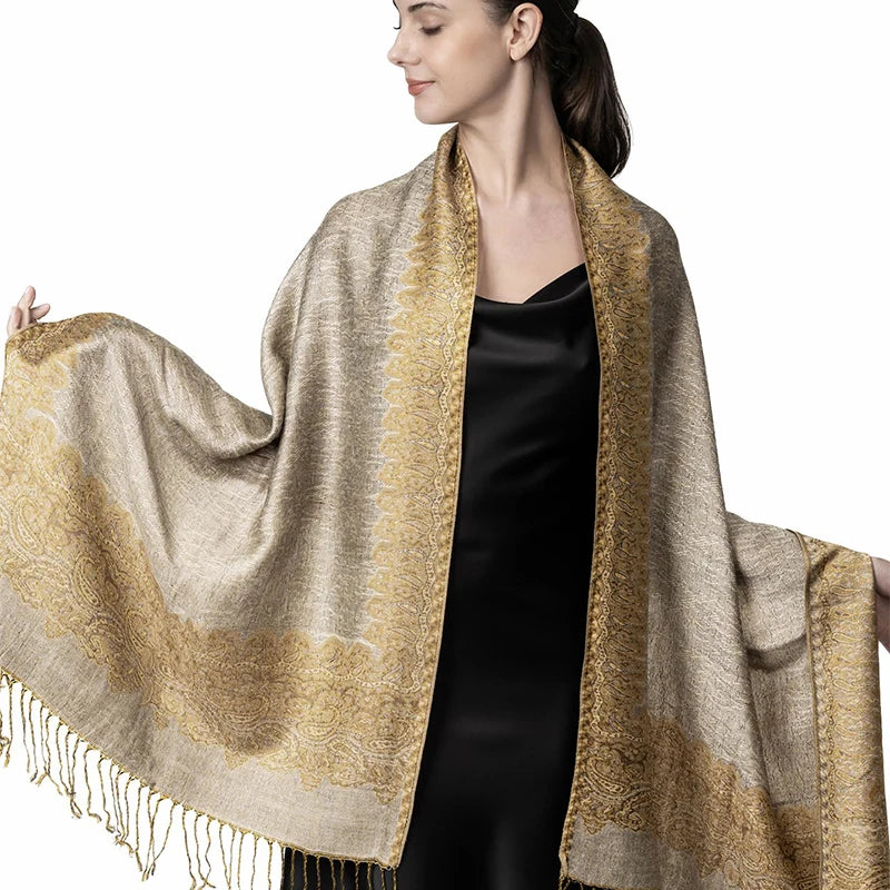 Women's Cashmere Pashmina Shawl Warm Winter Scarf Wrap with Elegant Print
