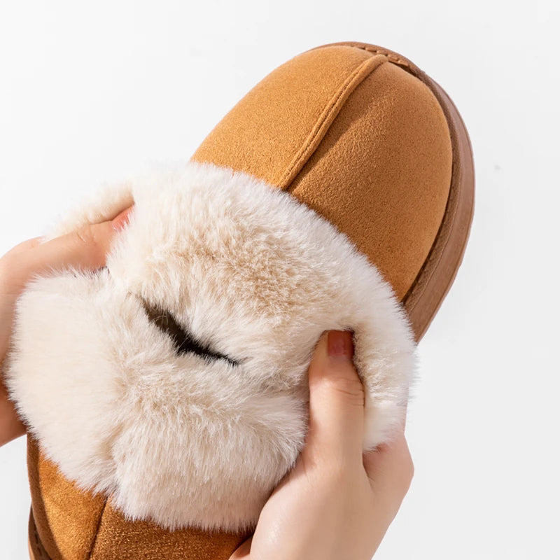 Women's Faux Fur Snow Boots – Fluffy Winter Indoor Slippers for Men & Women