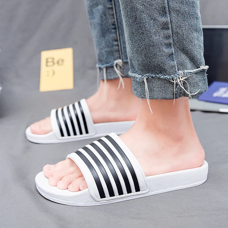 Men's Plus Size Indoor Slippers, Soft EVA Bath & Beach Sandals, Comfortable Flat Platform Slippers for Summer