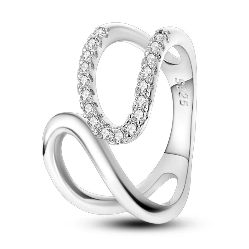 Silver Colour Star Zircon Ring for Women Wedding Engagement Gif