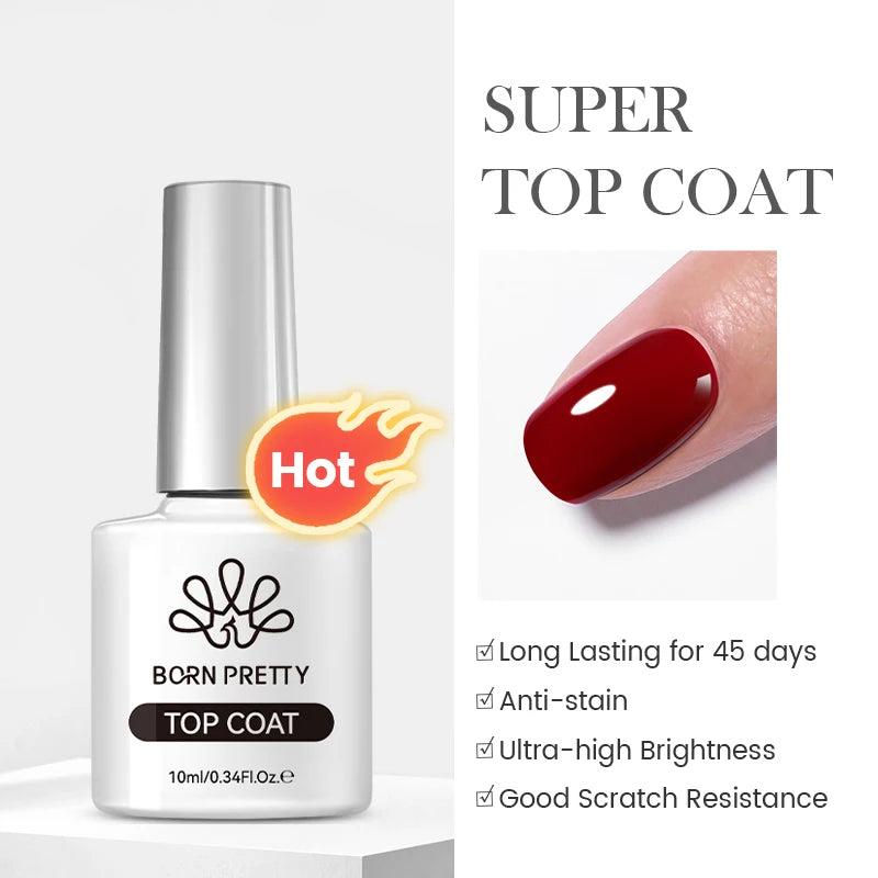 10ml Top & Base Coat Gel Nail Polish Soak Off UV LED Long-Lasting Shine
