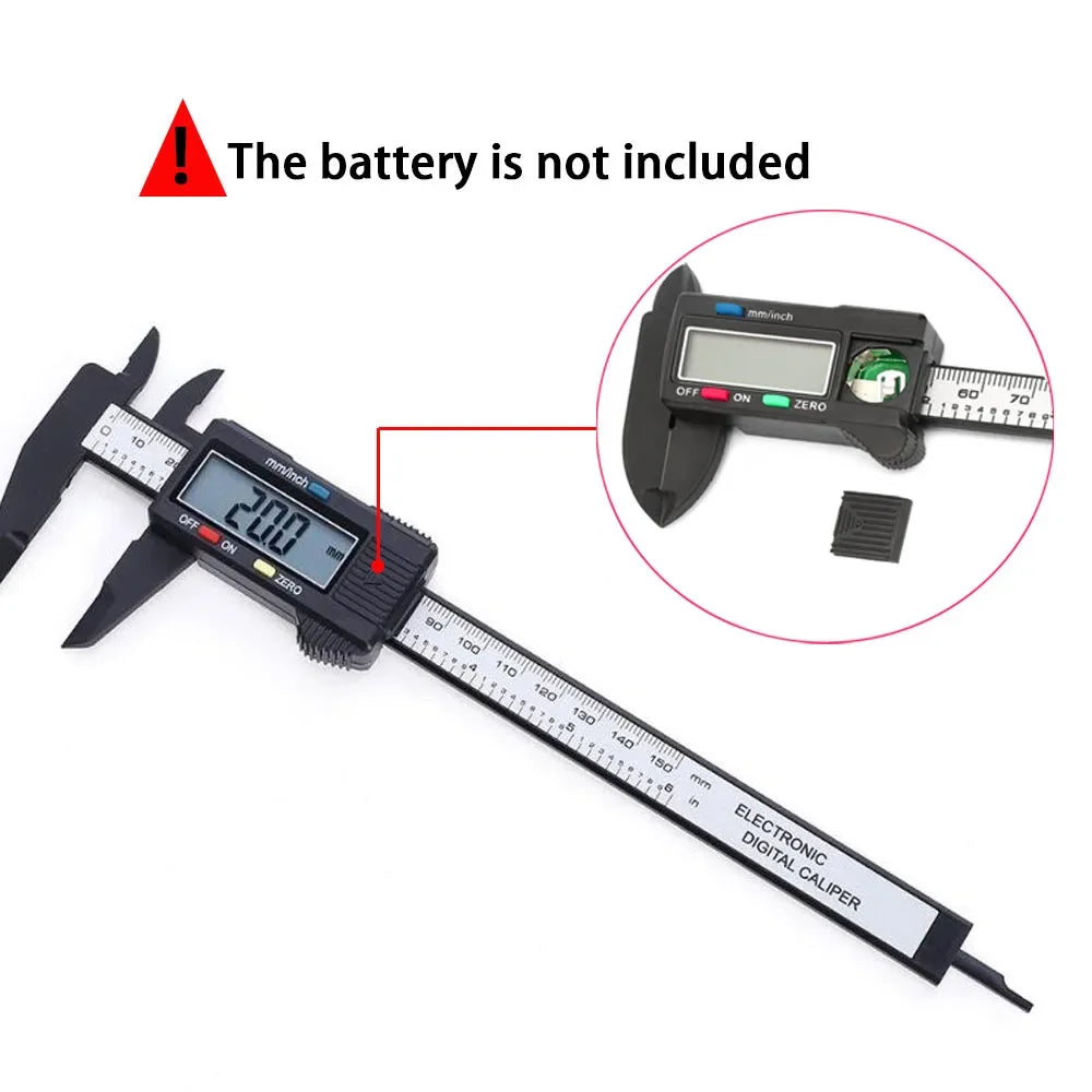 150mm/100mm Electronic Digital Caliper Carbon Fiber Vernier Micrometer Measuring Tool"