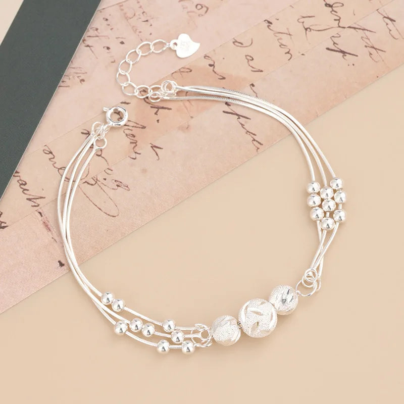 925 Sterling Silver Heart Zircon Chain Bracelet for Women Wedding Gift