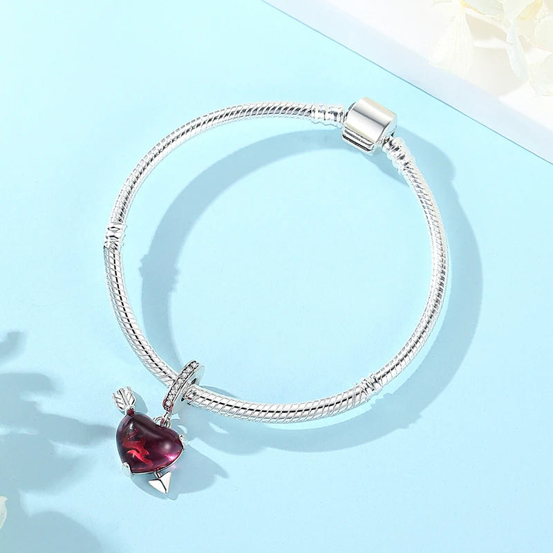 925 Silver Love Heart Charm Bead for Bracelets & Necklaces Valentine's Gift