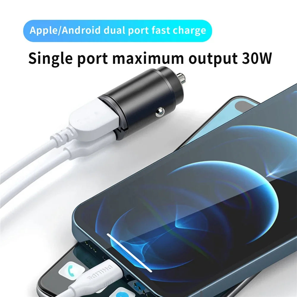 200W Dual USB Car Charger – Fast Charging 12-24V Cigarette Lighter Adapter