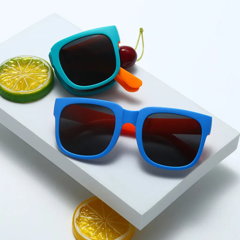 Kids Colorful Foldable Sunglasses UV400 Square Shades for Boys & Girls