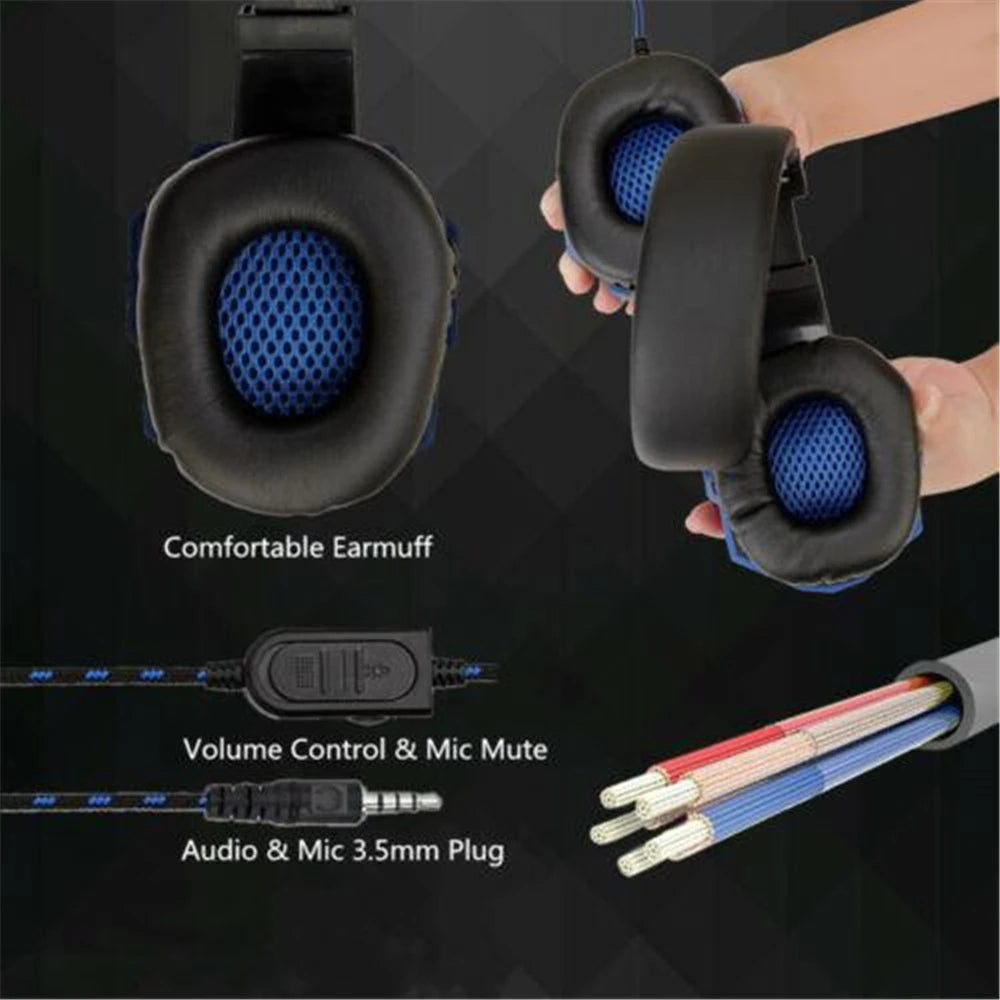 3.5mm Wired Gaming Headset with Mic Adjustable Bass for PC PS4 PS5 Xbox