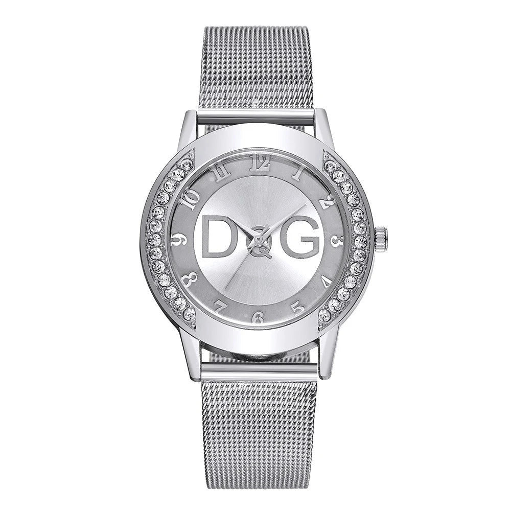 Women's Starry Sky Quartz Watch – Diamond Dial & Gold Mesh Strap