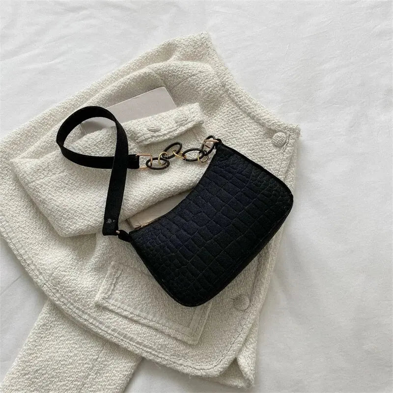 Luxury Felt Armpit Tote Fashionable Crescent & Square Handbag for Women