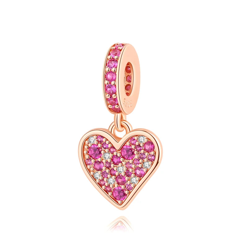 925 Silver Love Heart Charm Bead for Bracelets & Necklaces Valentine's Gift