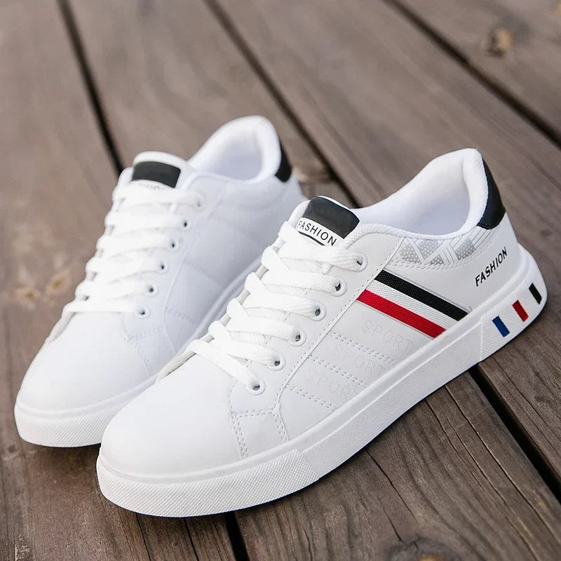 Unisex Casual White Sneakers Fashion Lace-Up Vulcanized Shoes Plus Size