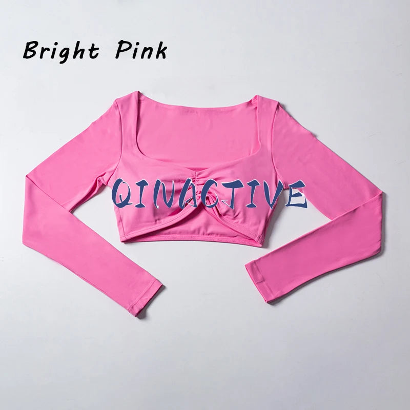 Women's Long Sleeve Crop Top Yoga Shirt Gym Fitness Workout Sports Tee