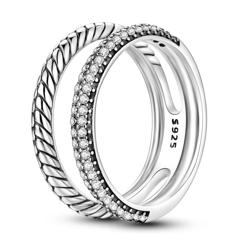 Silver Colour Star Zircon Ring for Women Wedding Engagement Gif