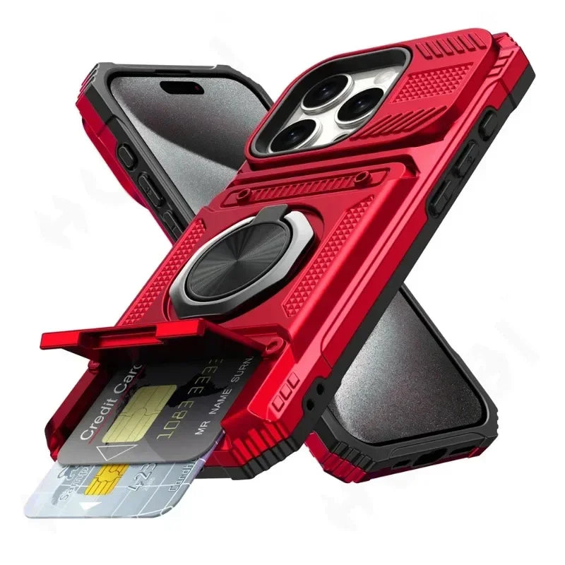 Case For iPhone 16 15 14 13 12 11 Pro Max Magnetic Rotated Ring Kickstand Heavy Duty Drop Protection Wallet Cover