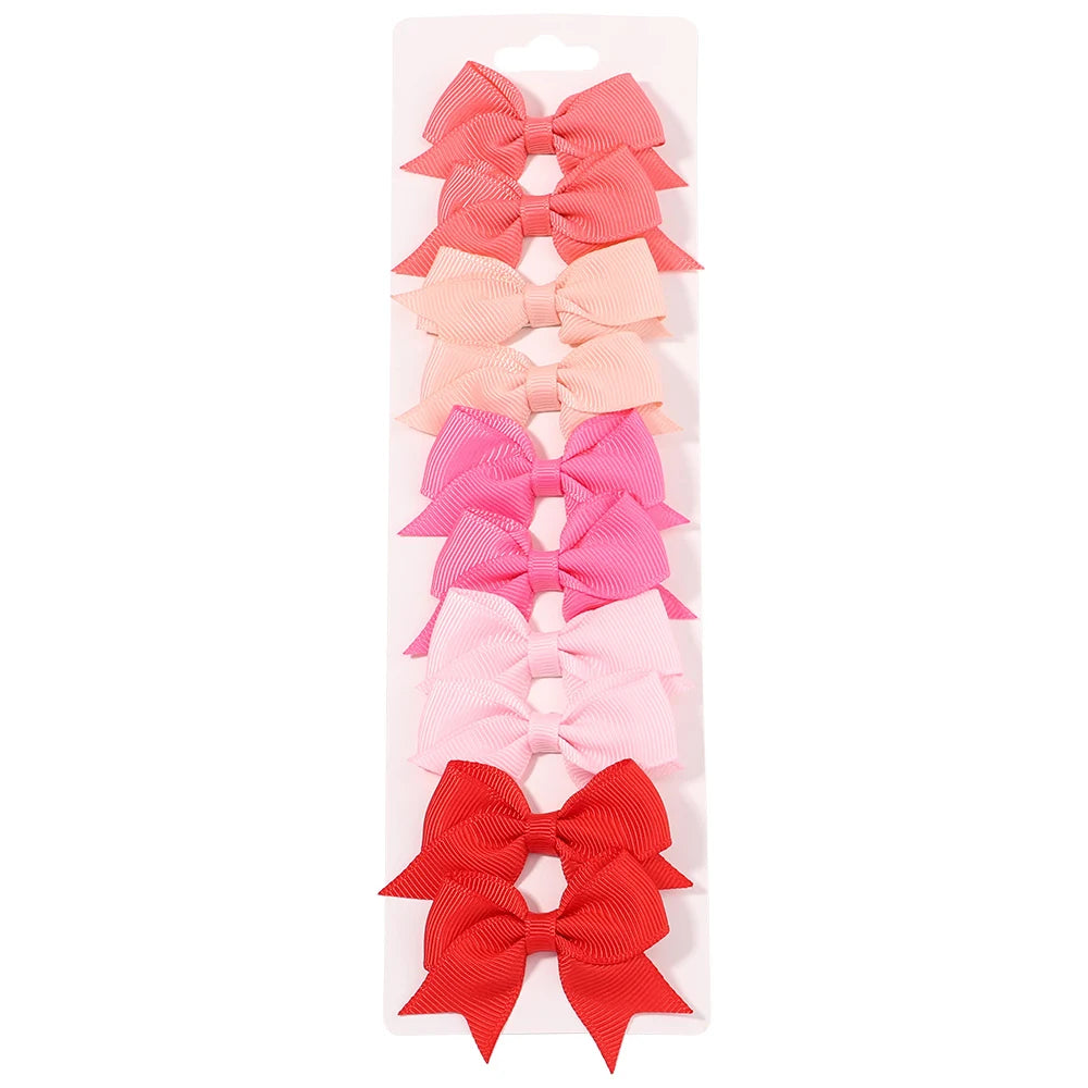 10PCS Cute Ribbon Bow Hair Clips for Baby Girls Handmade Barrettes Set