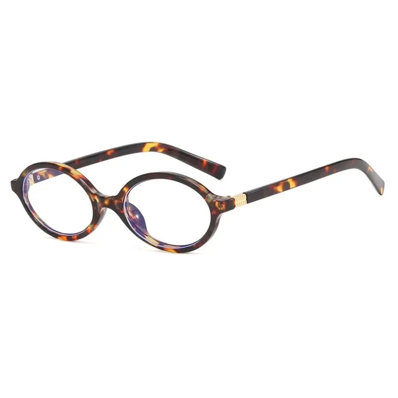Small Oval Leopard Frame Fashion Glasses for Women Decorative Eyewear