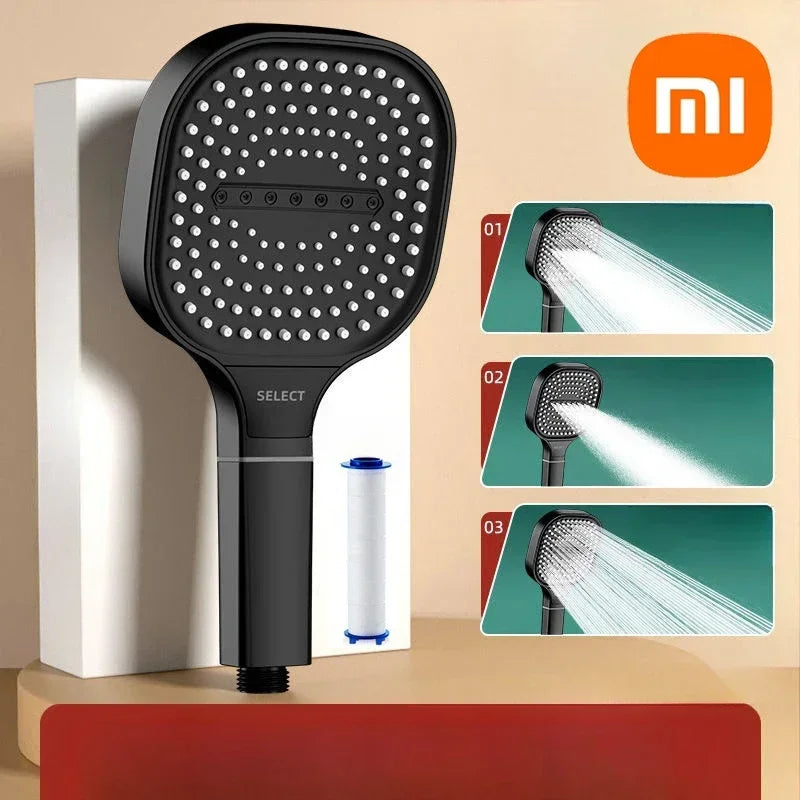 13cm High-Pressure Shower Head – 3 Modes Massage Spray with Filter