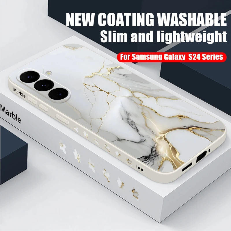 Colorful Marble Soft Case with Lanyard for Samsung Galaxy Phone Cover